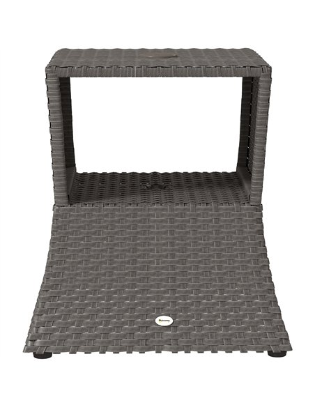 Outsunny Rattan Outdoor Coffee Table, Wicker Garden Patio Bistro Side Table with Umbrella Hole and Storage Space, Dark Grey - pic 198628 | FastDaddyshop