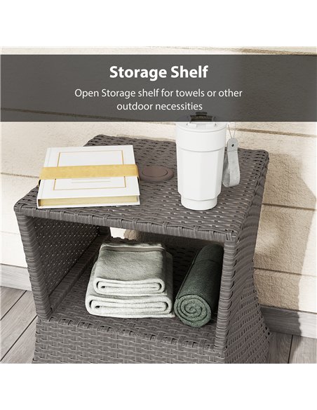 Outsunny Rattan Outdoor Coffee Table, Wicker Garden Patio Bistro Side Table with Umbrella Hole and Storage Space, Dark Grey - pic 198633 | FastDaddyshop