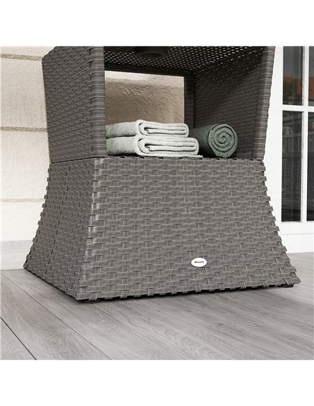 Outsunny Rattan Outdoor Coffee Table, Wicker Garden Patio Bistro Side Table with Umbrella Hole and Storage Space, Dark Grey - pic 198636 | FastDaddyshop