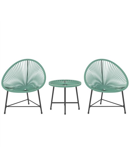 Outsunny Rattan Bistro Set with Acapulco Chairs and Glass Table, Green - pic 198637 | FastDaddyshop