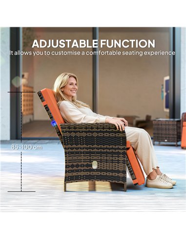 Outsunny 3 Pieces Rattan Bistro Set Balcony Furniture with Cushions, Storage Function - Orange