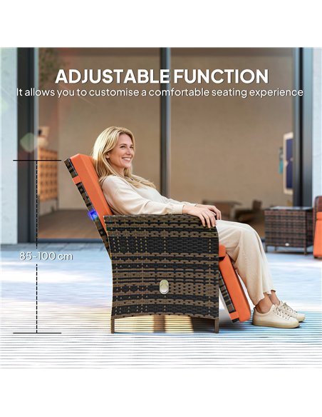 Outsunny 3 Pieces Rattan Bistro Set Balcony Furniture with Cushions, Storage Function - Orange - pic 198649 | FastDaddyshop