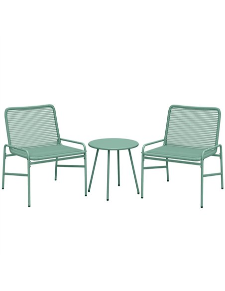 Outsunny 3 Piece Rattan Bistro Set, Outdoor Garden Furniture Set with 2 Chairs, Round Coffee Table for Patio, Balcony, Green - pic 198655 | FastDaddyshop
