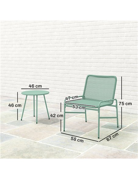 Outsunny 3 Piece Rattan Bistro Set, Outdoor Garden Furniture Set with 2 Chairs, Round Coffee Table for Patio, Balcony, Green - pic 198657 | FastDaddyshop