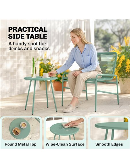 Outsunny 3 Piece Rattan Bistro Set, Outdoor Garden Furniture Set with 2 Chairs, Round Coffee Table for Patio, Balcony, Green - pic 198660 | FastDaddyshop