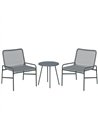 Outsunny 3 Piece Rattan Bistro Set, Outdoor Garden Furniture Set with 2 Chairs, Round Coffee Table for Patio, Balcony, Dark Grey