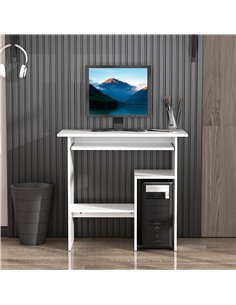 HOMCOM Compact Small Computer PC Table Desk with Keyboard Tray Storage, White 2