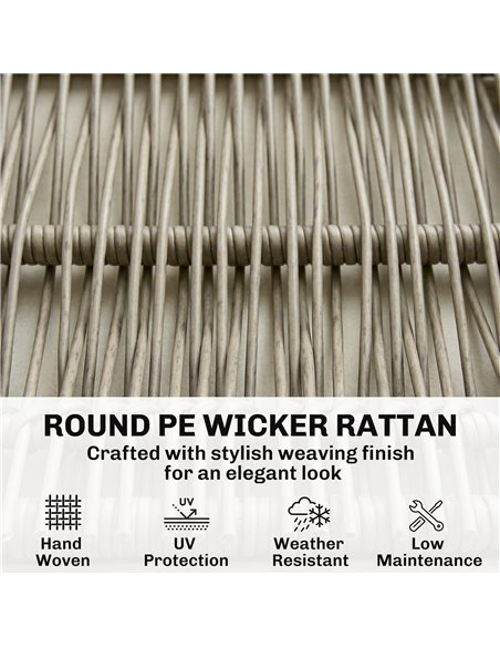 Outsunny 4 Piece Rattan Garden Furniture Set with Loveseat, Armchairs, Wood Table, Wicker Patio Conversation Set, Cream White - pic 198731 | FastDaddyshop
