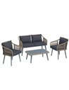 Outsunny 4 Piece Rattan Garden Furniture Set with Loveseat, Wicker Patio Conversation Set, Grey