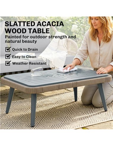 Outsunny 4 Piece Rattan Garden Furniture Set with Loveseat, Wicker Patio Conversation Set, Grey