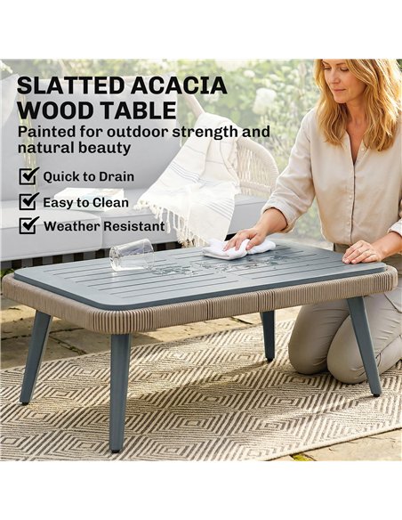 Outsunny 4 Piece Rattan Garden Furniture Set with Loveseat, Wicker Patio Conversation Set, Grey - pic 198743 | FastDaddyshop