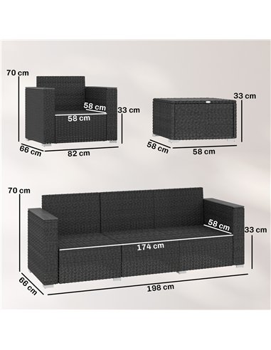 Outsunny 5 Seater Rattan Garden Furniture Set with Wide Armrests, Cushions, Pillows for Patio, Dark Grey