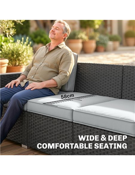 Outsunny 5 Seater Rattan Garden Furniture Set with Wide Armrests, Cushions, Pillows for Patio, Dark Grey - pic 198748 | FastDaddyshop
