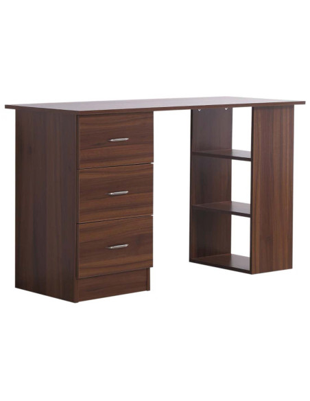 HOMCOM 120cm Computer Desk, Writing Table with 3 Shelf & Drawers, Walnut - pic 19879 | FastDaddyshop