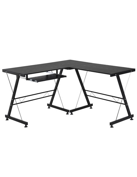 HOMCOM Office Gaming Work L Shape Desk with Keyboard Tray, Black - pic 19880 | FastDaddyshop