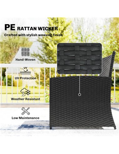 Outsunny 6 Piece Rattan Garden Furniture, Space-Saving Patio Furniture Set with Nesting Tables, Chairs, Stools, Cushions, Black