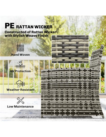Outsunny 6 Piece Rattan Garden Furniture, Space-Saving Patio Furniture Set with Nesting Tables, Chairs, Stools, Cushions, Grey - pic 198813 | FastDaddyshop