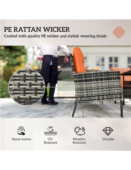 Outsunny 6 Pieces Rattan Garden Furniture Set with Dining Table and Cushions, Orange - pic 198821 | FastDaddyshop