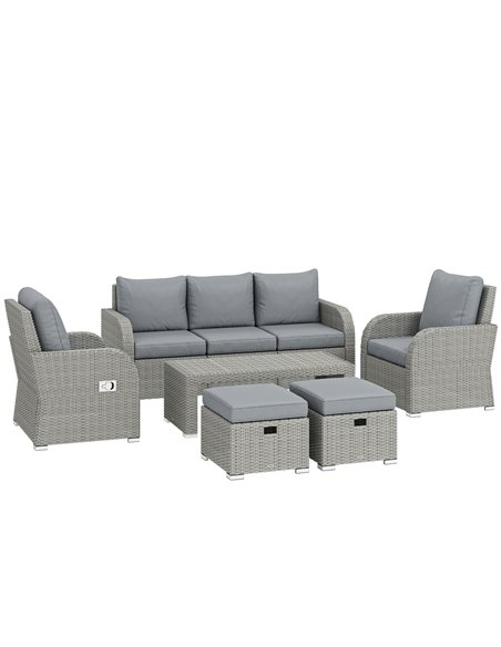 Outsunny Six-piece Rattan Garden Furniture Set with Reclining Armchairs - Dark Grey - pic 198826 | FastDaddyshop