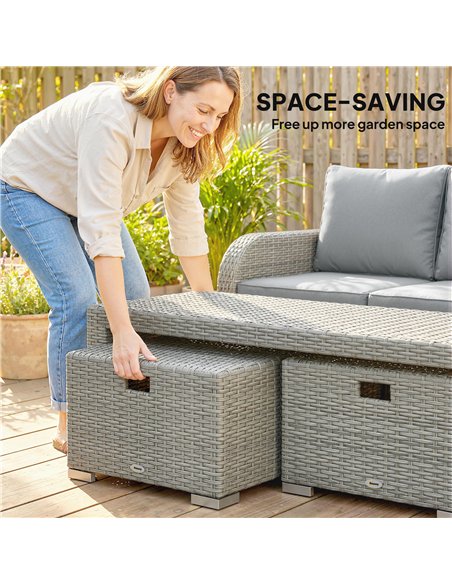 Outsunny Six-piece Rattan Garden Furniture Set with Reclining Armchairs - Dark Grey - pic 198830 | FastDaddyshop