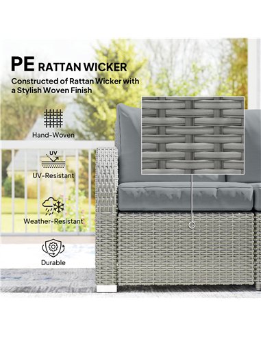 Outsunny Six-piece Rattan Garden Furniture Set with Reclining Armchairs - Dark Grey