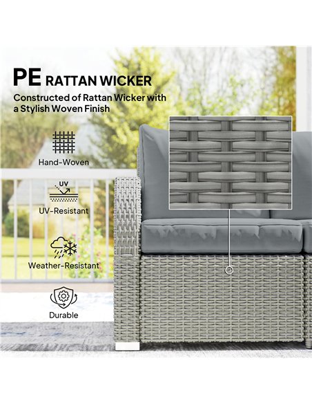 Outsunny Six-piece Rattan Garden Furniture Set with Reclining Armchairs - Dark Grey - pic 198831 | FastDaddyshop