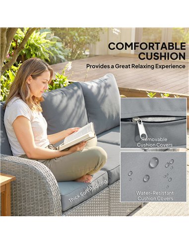 Outsunny Six-piece Rattan Garden Furniture Set with Reclining Armchairs - Dark Grey