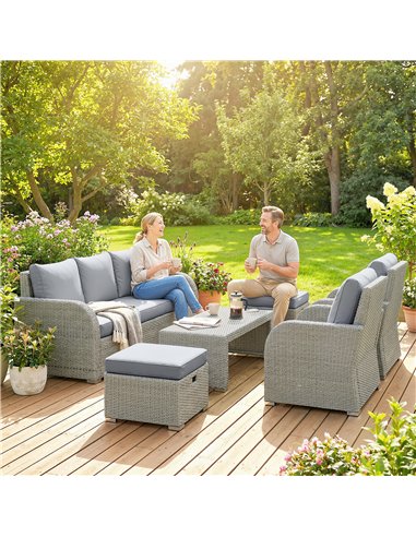 Outsunny Six-piece Rattan Garden Furniture Set with Reclining Armchairs - Dark Grey