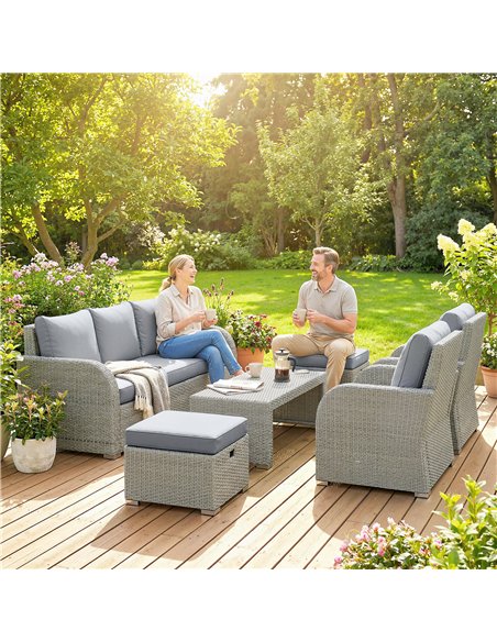 Outsunny Six-piece Rattan Garden Furniture Set with Reclining Armchairs - Dark Grey - pic 198833 | FastDaddyshop