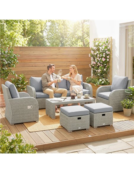 Outsunny Six-piece Rattan Garden Furniture Set with Reclining Armchairs - Dark Grey - pic 198834 | FastDaddyshop