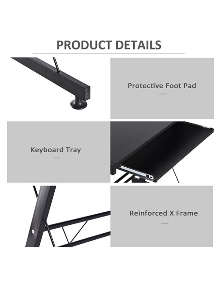HOMCOM Office Gaming Desk L Shape Straight Corner Table Computer Work Station Laminated Sturdy Comfort w/ Keyboard Tray Black - pic 19884 | FastDaddyshop