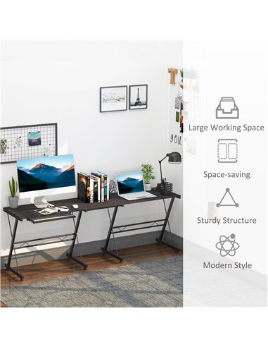 HOMCOM Office Gaming Desk L Shape Straight Corner Table Computer Work Station Laminated Sturdy Comfort w/ Keyboard Tray Black