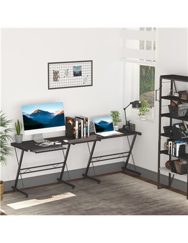 HOMCOM Office Gaming Desk L Shape Straight Corner Table Computer Work Station Laminated Sturdy Comfort w/ Keyboard Tray Black
