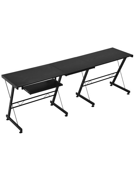 HOMCOM Office Gaming Desk L Shape Straight Corner Table Computer Work Station Laminated Sturdy Comfort w/ Keyboard Tray Black - pic 19888 | FastDaddyshop