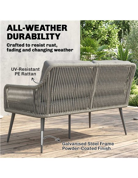 Outsunny Rattan Garden Furniture Set, 4 Piece Outdoor Patio Furniture with Tempered Glass Table and Chairs, Indoor Balcony Conse - pic 198894 | FastDaddyshop