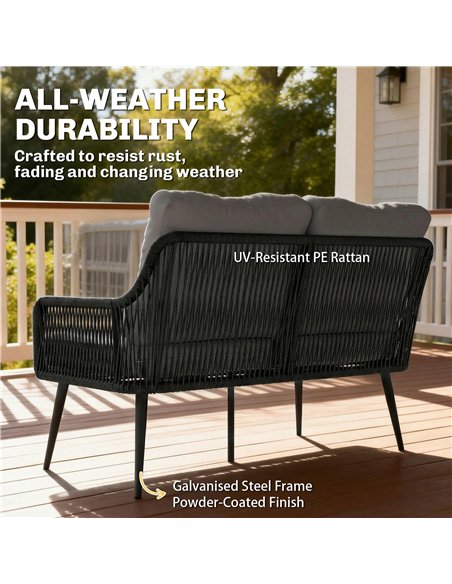 Outsunny Rattan Garden Furniture Set, 4 Piece Outdoor Patio Furniture with Tempered Glass Table and Chairs, Indoor Balcony Conse - pic 198904 | FastDaddyshop