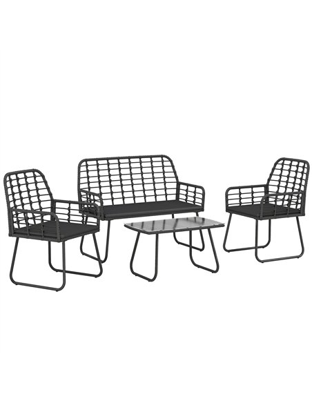 Outsunny 4 Piece Rattan Garden Furniture Set, Outdoor Patio Furniture with Loveseat, Armchairs and Coffee Table - pic 198907 | FastDaddyshop