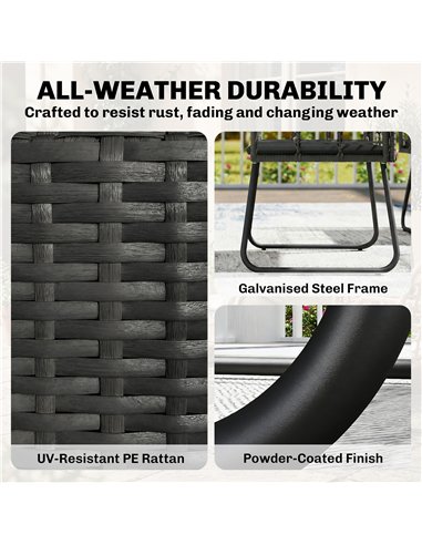Outsunny 4 Piece Rattan Garden Furniture Set, Outdoor Patio Furniture with Loveseat, Armchairs and Coffee Table