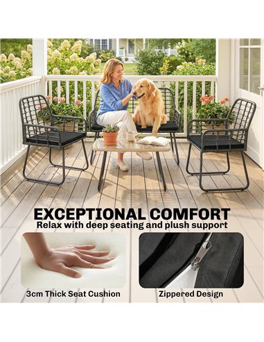 Outsunny 4 Piece Rattan Garden Furniture Set, Outdoor Patio Furniture with Loveseat, Armchairs and Coffee Table