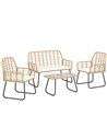Outsunny 4 Piece Rattan Garden Furniture Set, Outdoor Patio Furniture with Loveseat, Armchairs and Coffee Table