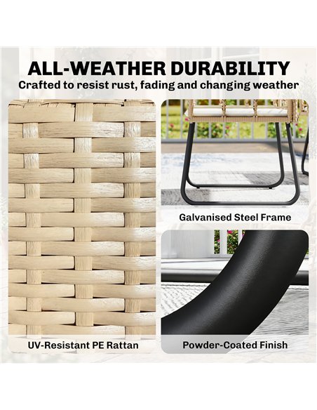 Outsunny 4 Piece Rattan Garden Furniture Set, Outdoor Patio Furniture with Loveseat, Armchairs and Coffee Table - pic 198920 | FastDaddyshop