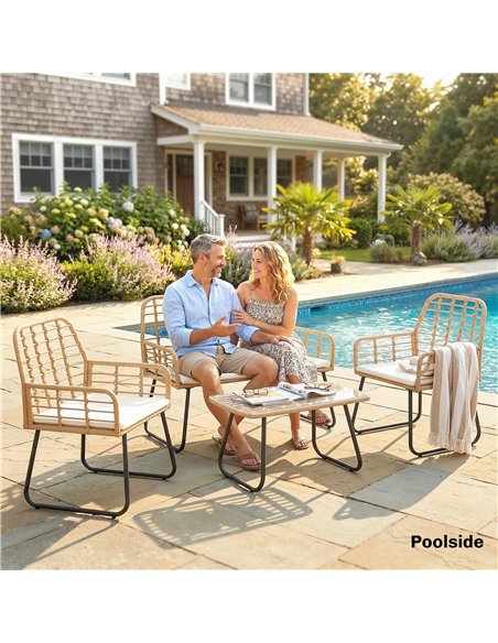 Outsunny 4 Piece Rattan Garden Furniture Set, Outdoor Patio Furniture with Loveseat, Armchairs and Coffee Table - pic 198924 | FastDaddyshop