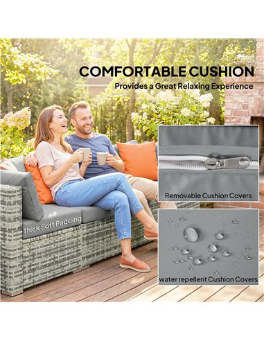 Outsunny 10 Piece Rattan Garden Furniture Set, 3 Corner Sofas with 3 Chairs, 3 Stools and Coffee Table, Outdoor Patio Furniture