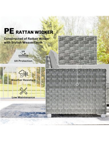 Outsunny 6 Seater Rattan Garden Furniture Set with 3 Sofas, 2 Footstools, Table, Patio Rattan Furniture Sofa Sets, Grey