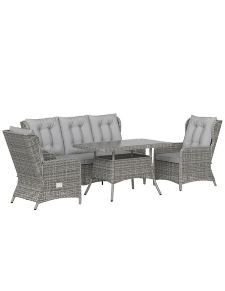 Outsunny 5 Seater Rattan Garden Furniture Set with Sofa, Reclining Chairs, Table, Patio Rattan Furniture Sofa Sets, Grey - pic 198961 | FastDaddyshop