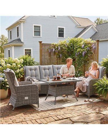 Outsunny 5 Seater Rattan Garden Furniture Set with Sofa, Reclining Chairs, Table, Patio Rattan Furniture Sofa Sets, Grey