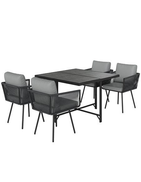 Outsunny 5 Piece Garden Furniture Set, Garden Dining Set with Wood-Plastic Table and 4 Armchairs, Light Grey - pic 198970 | FastDaddyshop