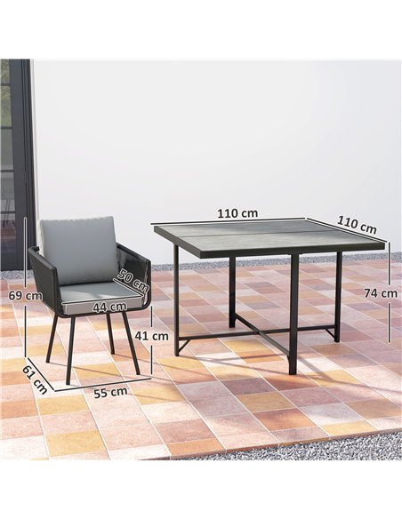 Outsunny 5 Piece Garden Furniture Set, Garden Dining Set with Wood-Plastic Table and 4 Armchairs, Light Grey - pic 198972 | FastDaddyshop