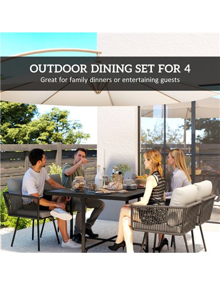 Outsunny 5 Piece Garden Furniture Set, Garden Dining Set with Wood-Plastic Table and 4 Armchairs, Light Grey - pic 198973 | FastDaddyshop