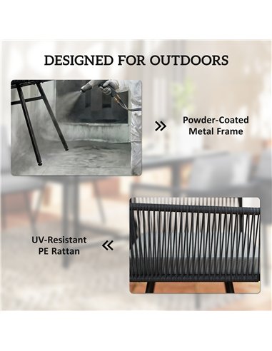 Outsunny 5 Piece Garden Furniture Set, Garden Dining Set with Wood-Plastic Table and 4 Armchairs, Light Grey